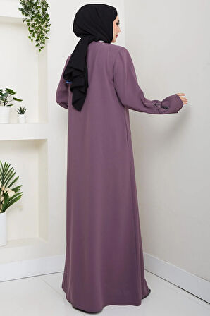 Deri İşlemeli Ferace Gül Kurusu HM2849