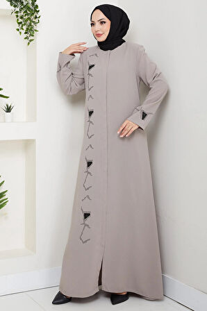 Gizli Patlı Taşlı Ferace Bej HM2851
