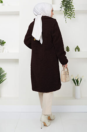 Fleto Cepli Peluş Mont Kahverengi HM2506