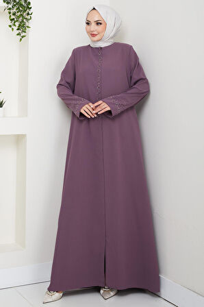 Gizli Patlı Çiçek Taşlı Ferace Gül Kurusu HM2859