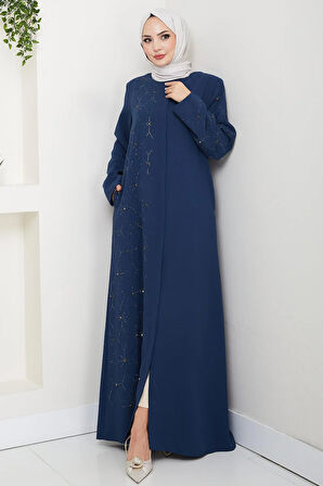 Gizli Patlı Yarım Taşlı Ferace Petrol HM2860