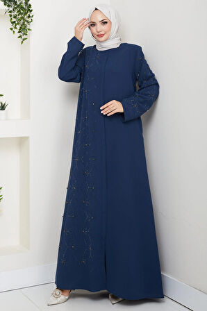 Gizli Patlı Yarım Taşlı Ferace Petrol HM2860