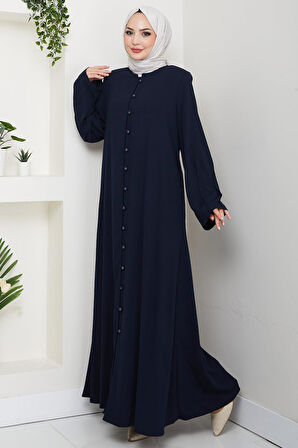 Kolu Pensli Düğmeli Ferace Lacivert HM2861