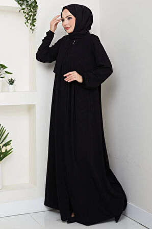 Pelerin Detaylı Ferace Siyah HM2867