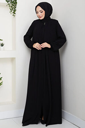 Pelerin Detaylı Ferace Siyah HM2867
