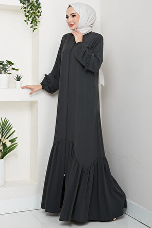 Kolu Volanlı Ferace Füme HM2862