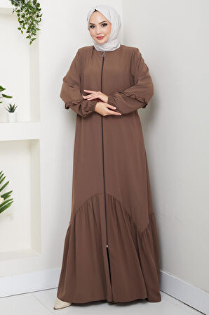 Kolu Volanlı Ferace Kahverengi HM2862