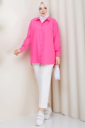 Tesettür Gömlek Pembe HM2894