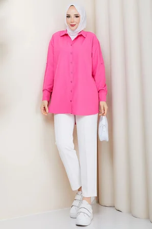 Tesettür Gömlek Pembe HM2894