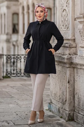 Bağlamalı Cepli Tunik Siyah HM2911
