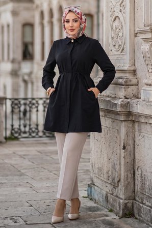 Bağlamalı Cepli Tunik Siyah HM2911