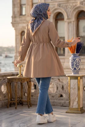 Bağlamalı Cepli Tunik Vizon HM2911
