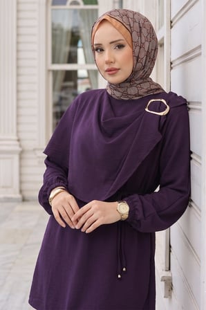 Yandan Tokalı Pantolonlu Ayrobin Takım Mürdüm HM2901