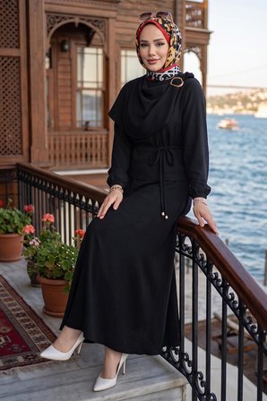Toka Detaylı Etekli Ayrobin Takım Siyah HM2913