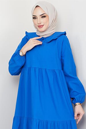 Bebe Yaka Tesettür Elbise İndigo