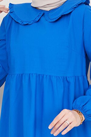 Bebe Yaka Tesettür Elbise İndigo