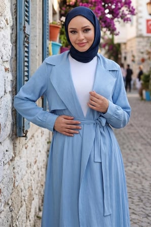 Uzun Kimonolu İkili Takım Bebe Mavisi HM2937