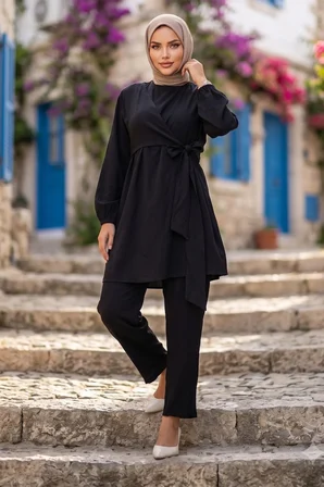 Çapraz Bağlamalı İkili Takım Siyah HM2939