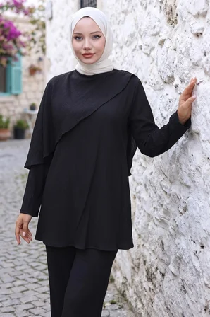 Pelerinli İkili Takım Siyah HM2936