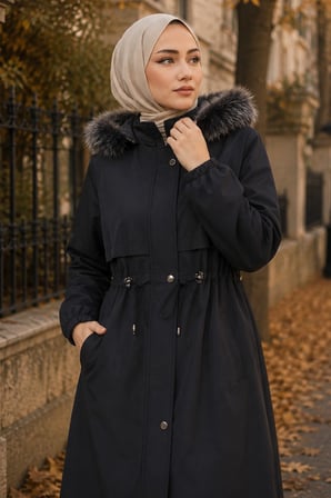 Allerli İçi Peluş Bondit Mont Siyah HM262330