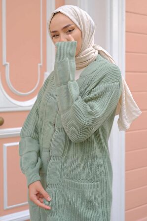 Selanik Örgü Triko Hırka Mint HM2234