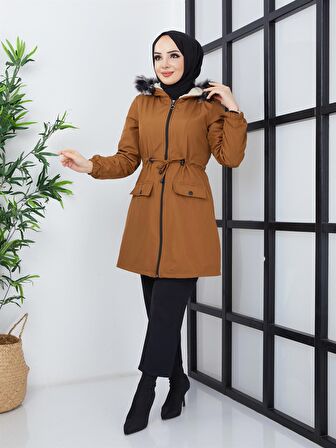 Kadın Kısa Yağmurluk Bondik Mont Taba