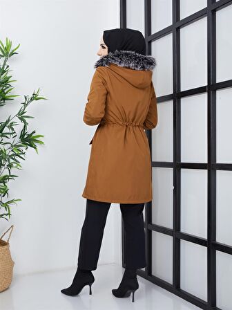 Kadın Kısa Yağmurluk Bondik Mont Taba