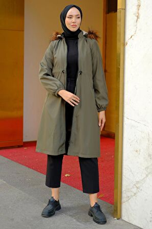 Fermuarlı Bağlamalı Mont Haki HM2284