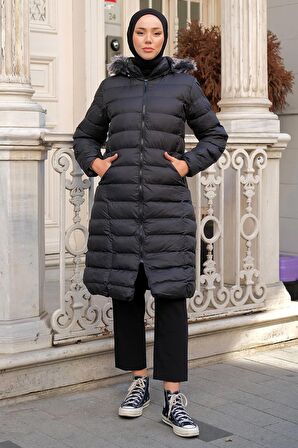 Dolumlu Şişme Mont Siyah HM2294