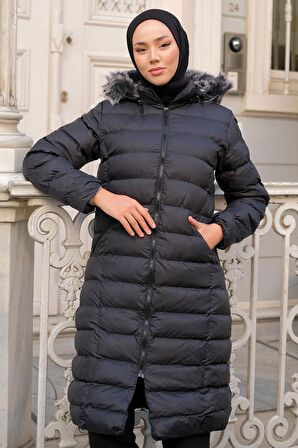 Dolumlu Şişme Mont Siyah HM2294