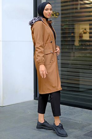 Süs Cepli İçi Peluş Mont Taba HM2295