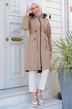 Süs Cepli İçi Peluş Mont Vizon HM2295