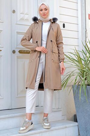 Süs Cepli İçi Peluş Mont Vizon HM2295