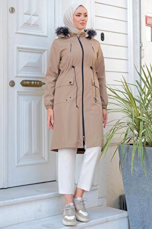 Süs Cepli İçi Peluş Mont Vizon HM2295