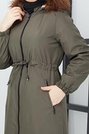 Beli Bağcıklı Mont Haki