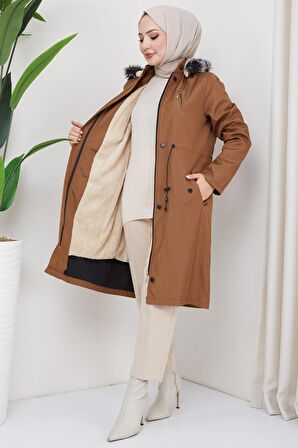 Süs Cepli İçi Kürklü Mont Taba HM2322