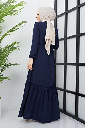 Büzgü Detaylı Lacivert Ferace 
