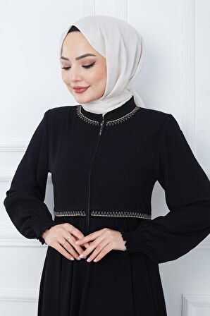 Nakışlı Mevlana Ferace Siyah HM2359