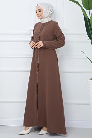 Gizem Taşlı Ferace Kahverengi HM2358