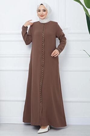 Gizem Taşlı Ferace Kahverengi HM2358
