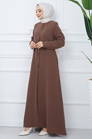 Gizem Taşlı Ferace Kahverengi HM2358