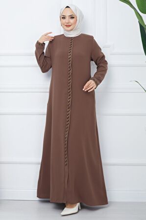 Gizem Taşlı Ferace Kahverengi HM2358