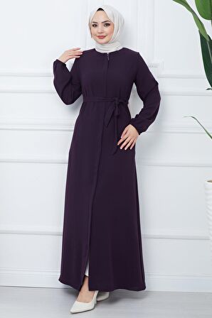 Gizli Patlı Kuşaklı Ferace Mürdüm HM2361