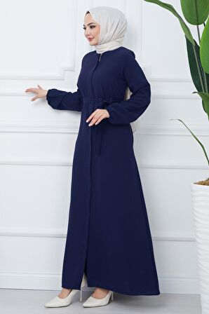 Gizli Patlı Kuşaklı Ferace Lacivert HM2361