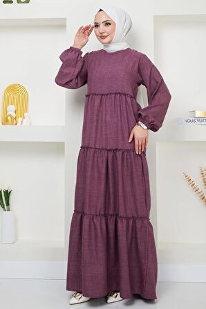Kat Kat Büzgülü Elbise Mürdüm HM2369
