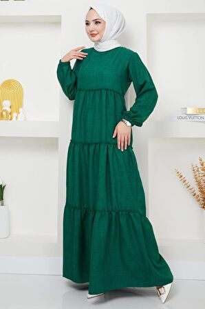Kat Kat Büzgülü Elbise Zümrüt HM2369
