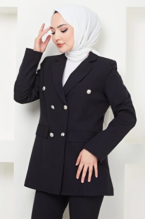 Ceketli İkili Takım Siyah HM2376