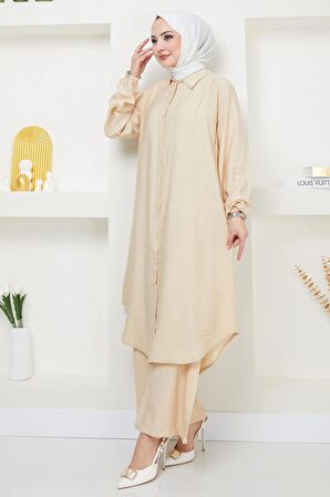 Beyza Tunik Pantolon İkili Takım Bej HM2385