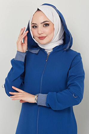 Kapşonlu Ribanalı Ferace İndigo HM2395