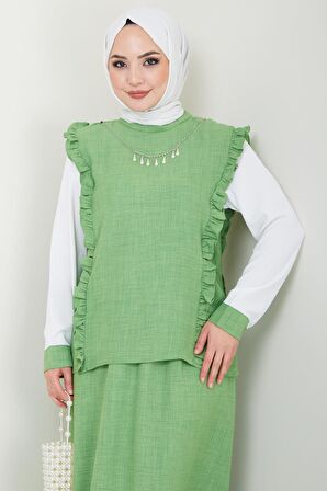 Elisa Etekli Takım Fıstık Yeşili HM2397